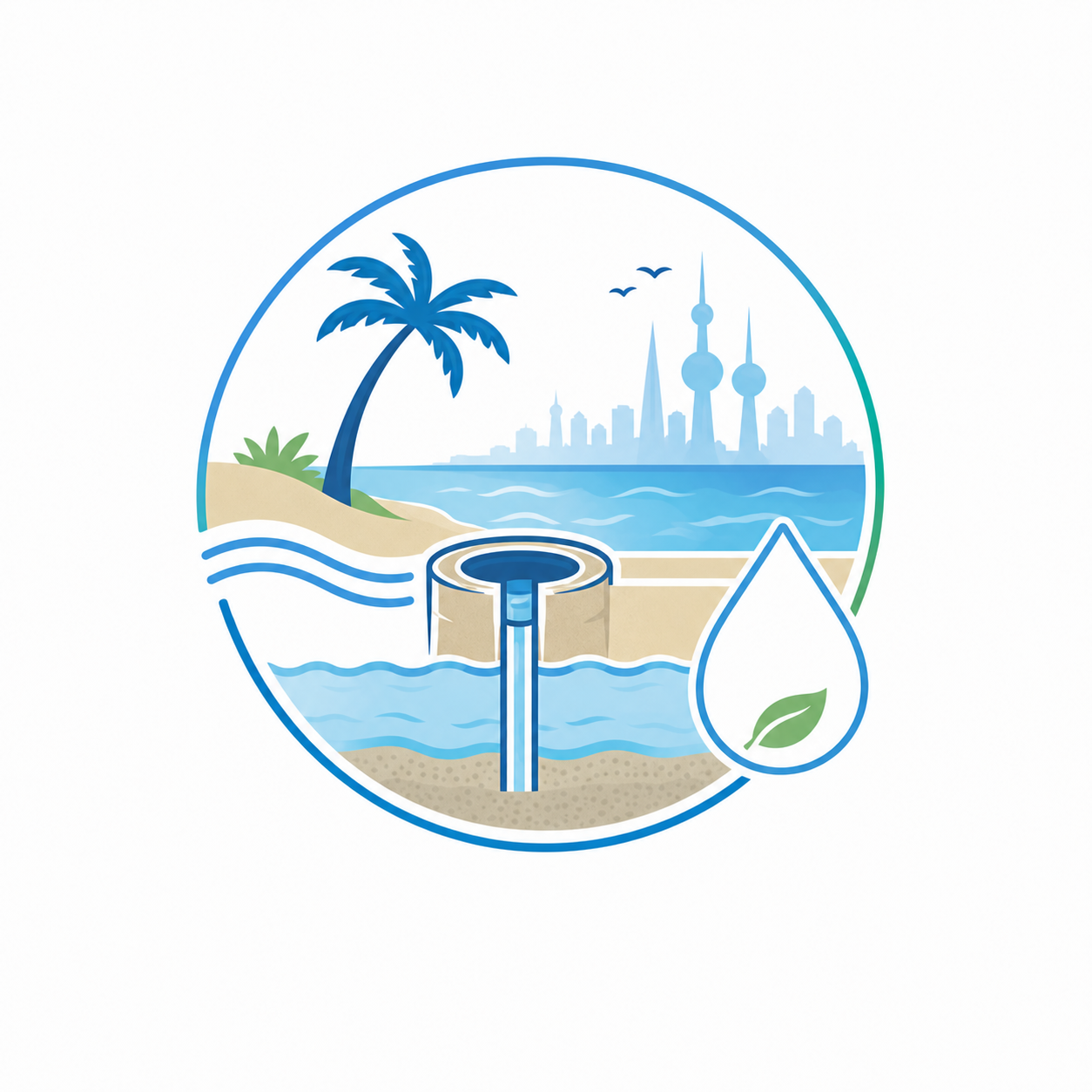 Illustration of a beach well near Kuwait's coastline
